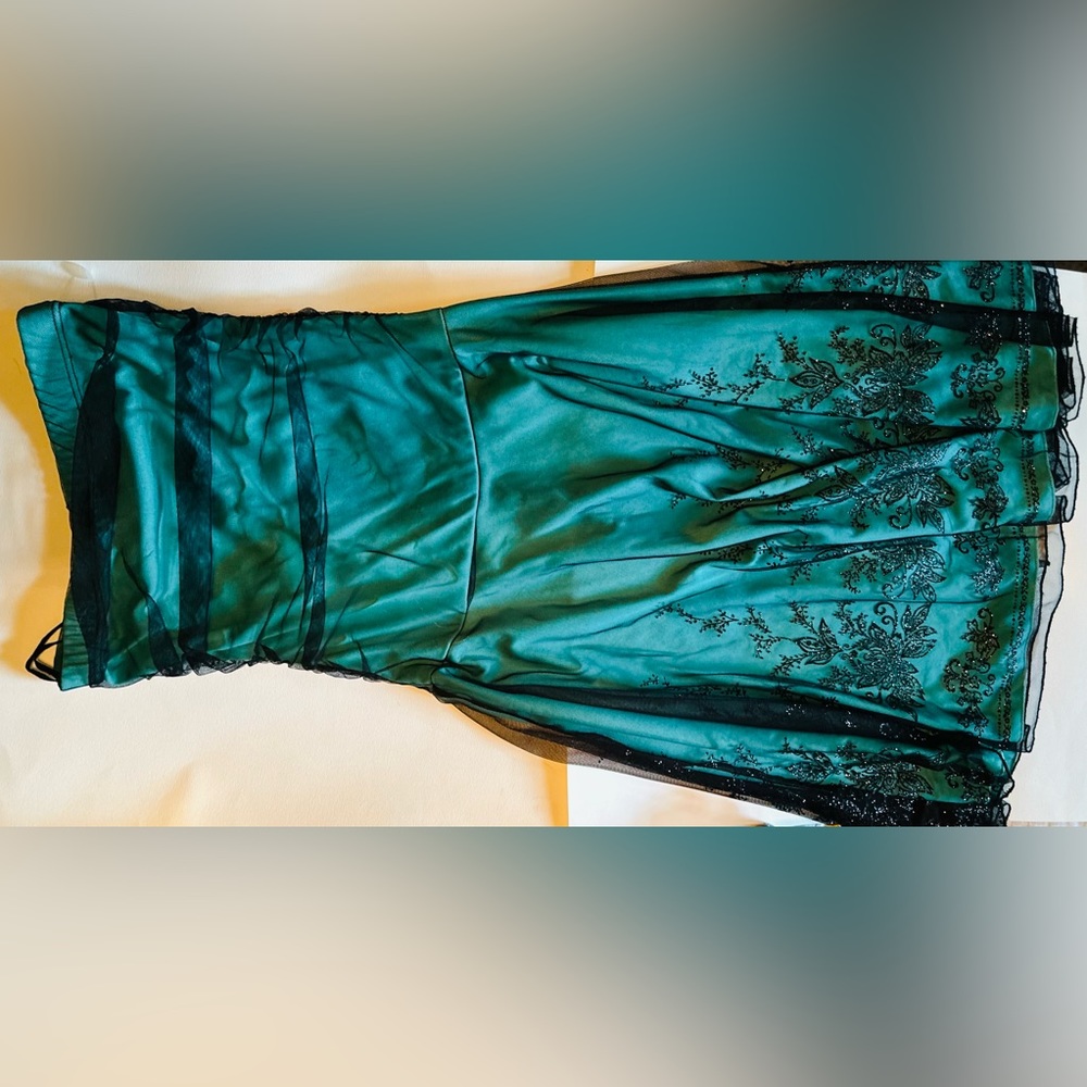 Ruby Rox Formal Dress | Black & Teal | Sheer Lace Detail | Homecoming Dress